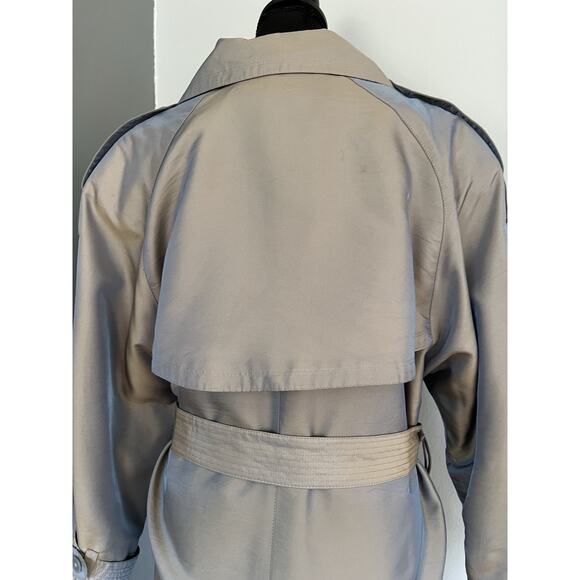 Vintage 80s90s London Fog Iridescent Blue/Gray Long Trenchcoat Raincoat Size 10 - Picture 7 of 16